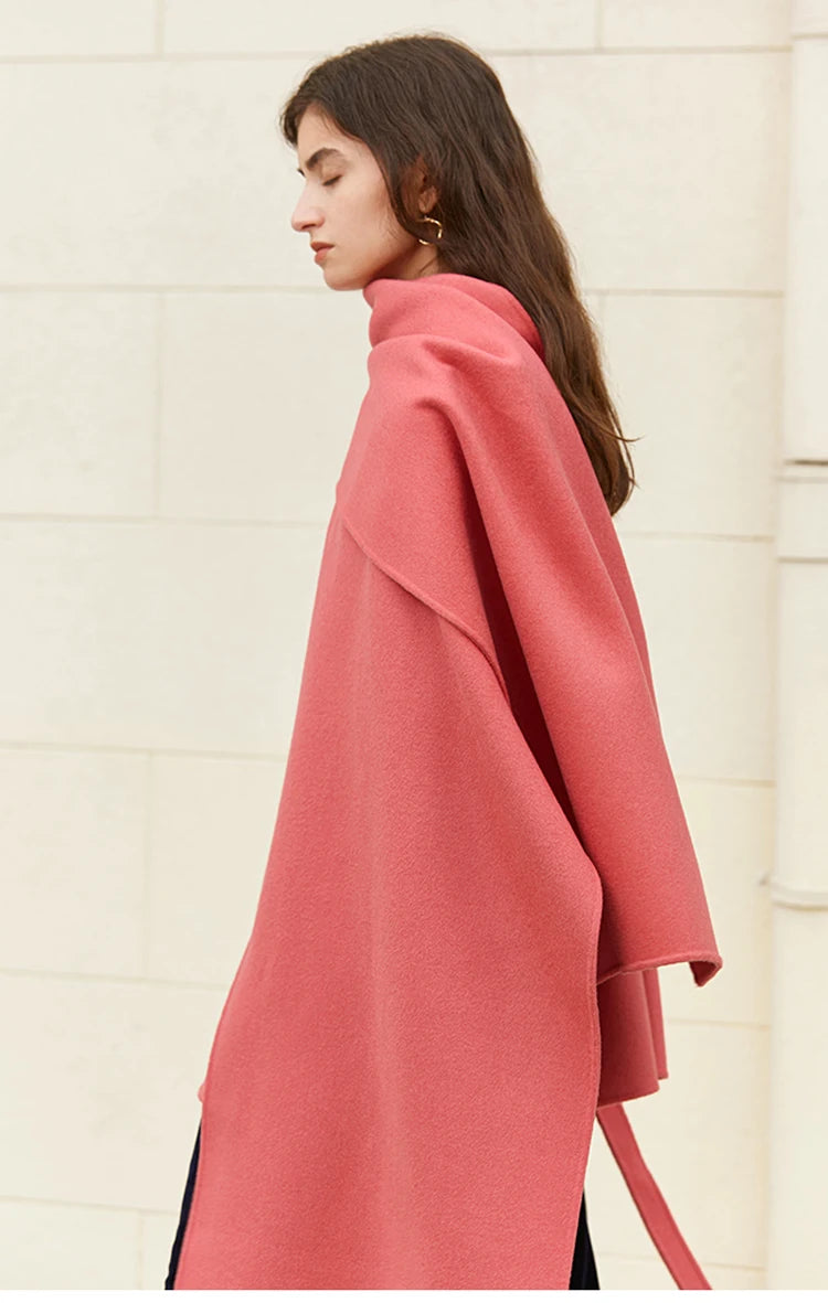 Manteau laine rose poudré ceinturé femme – photo 16 – Frippin'Dealz