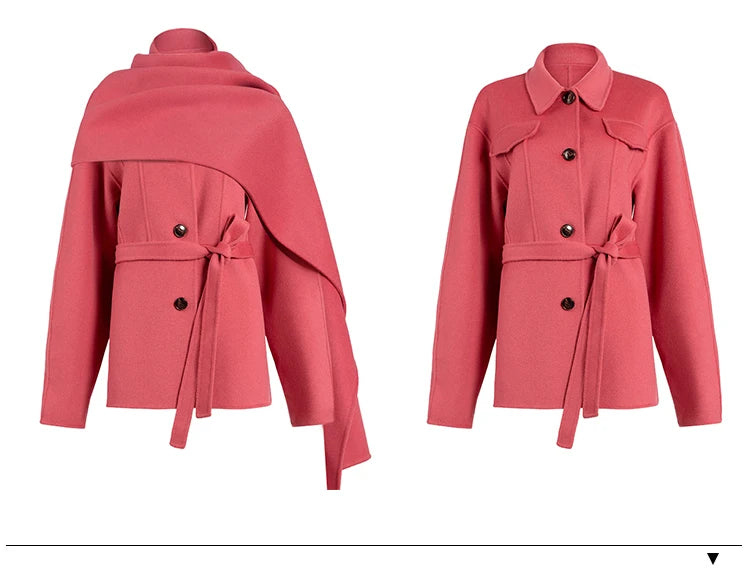 Manteau laine rose poudré ceinturé femme – photo 12 – Frippin'Dealz