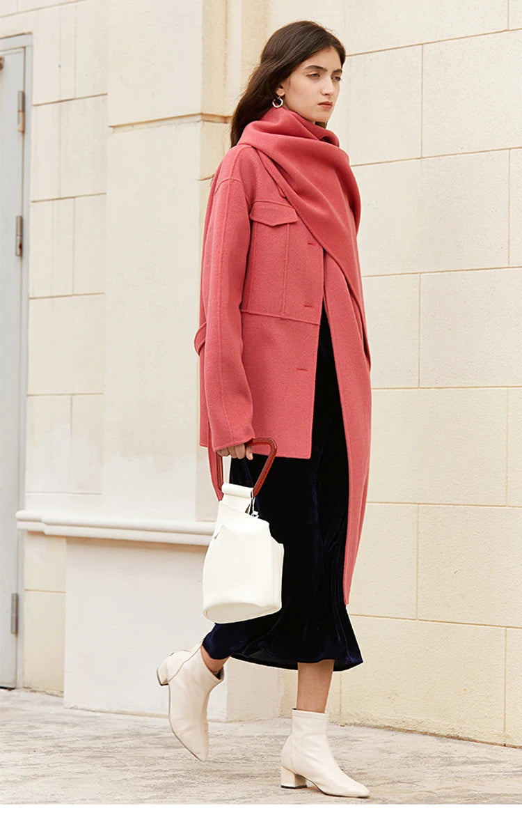 Manteau laine rose poudré ceinturé femme – photo 18 – Frippin'Dealz