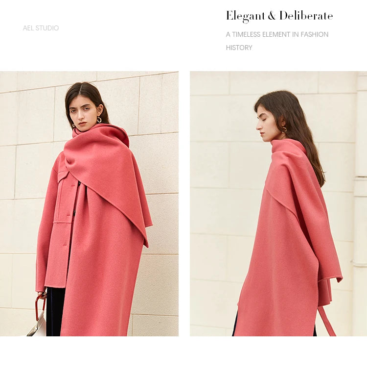 Manteau laine rose poudré ceinturé femme – photo 7 – Frippin'Dealz