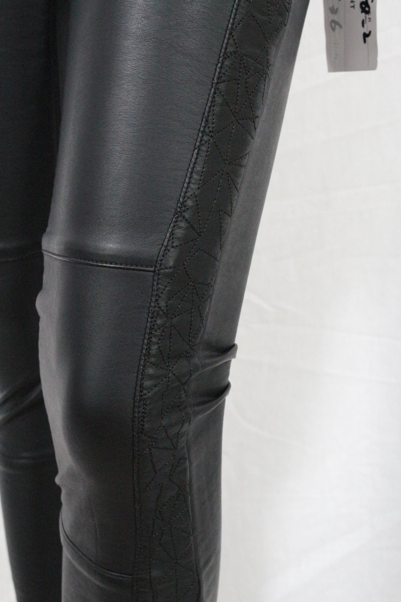 Love Denim Black Leather Biker Pants NWT Women Slim Rock Zipper Sample Size S M 8