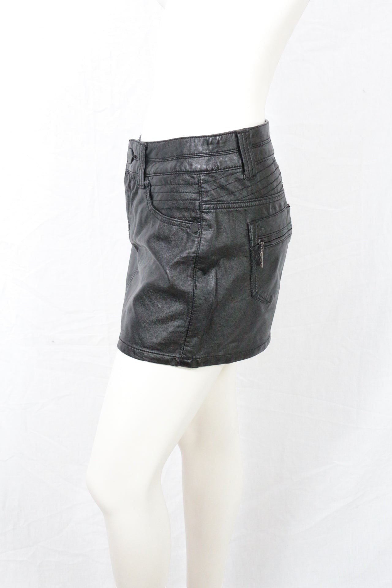 Bisous d'Eve Black Coated Mini Skirt Unique Prototype NWT Archive Sample Size M 7