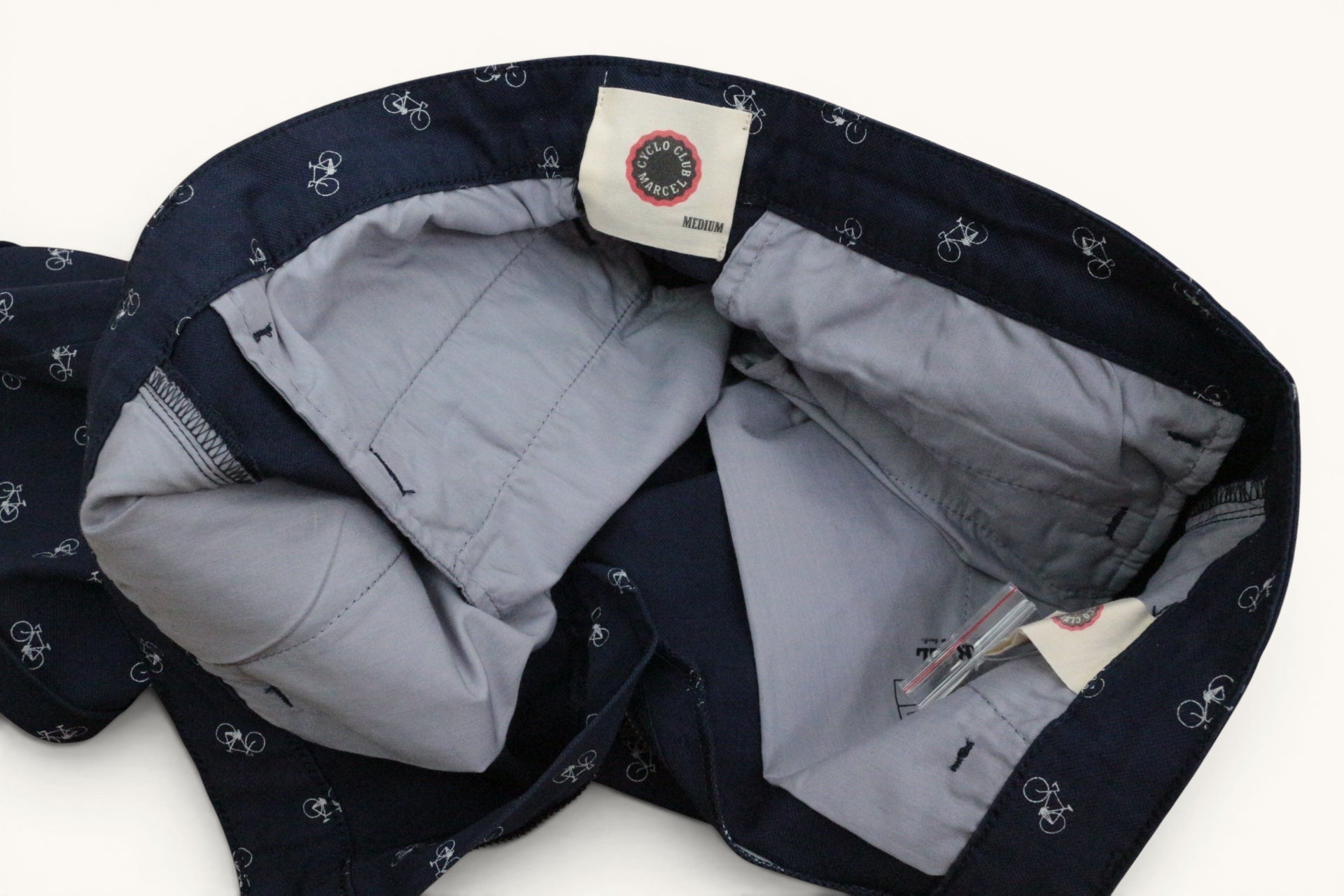 Marcel Cyclo Club Short Chino Homme Bleu Ciel Imprimé Vélos Coton Stretch  Neuf avec Étiquette 11