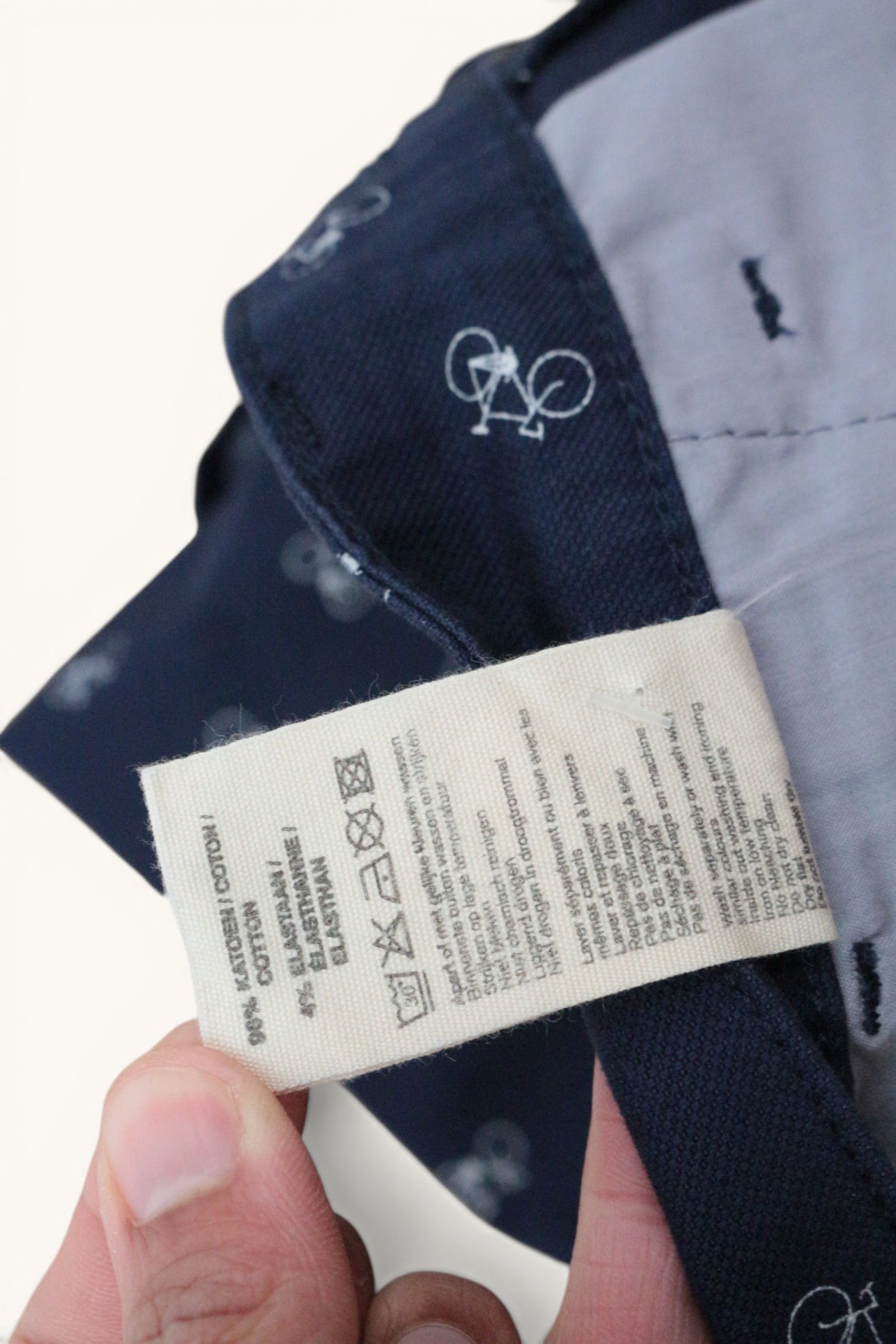 Marcel Cyclo Club Short Chino Homme Bleu Ciel Imprimé Vélos Coton Stretch  Neuf avec Étiquette 13