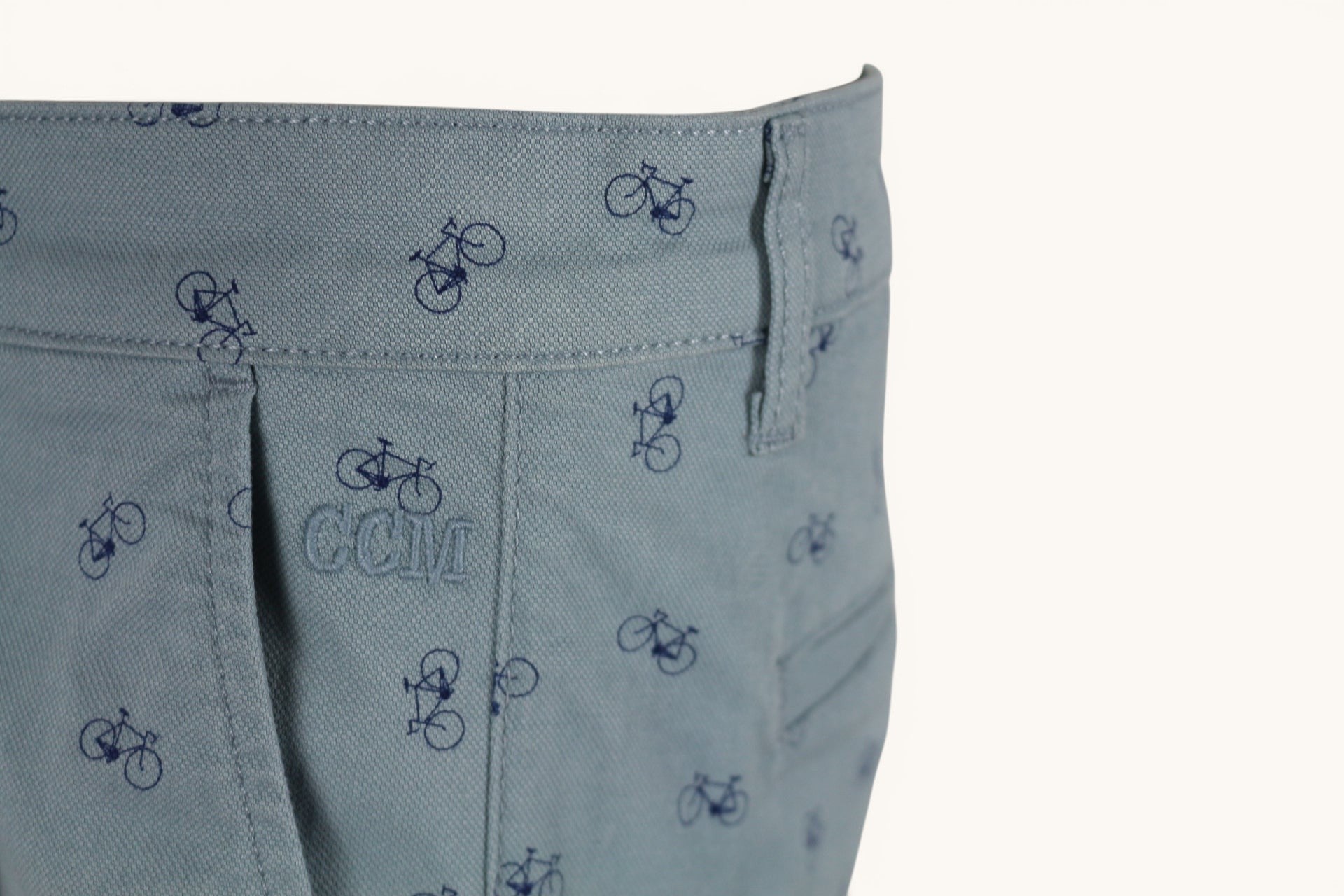 Marcel Cyclo Club Short Chino Homme Bleu Ciel Imprimé Vélos Coton Stretch  Neuf avec Étiquette 21