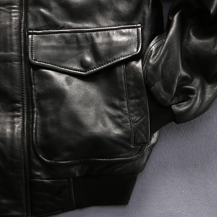 Blouson aviateur cuir de mouton homme – photo 14 – Frippin'Dealz