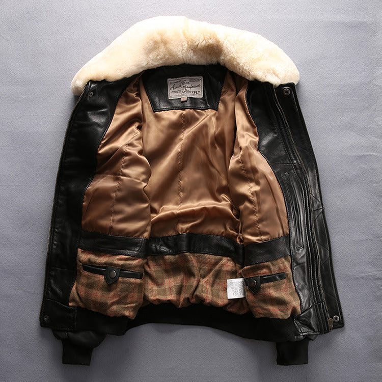 Blouson aviateur cuir de mouton homme – photo 7 – Frippin'Dealz