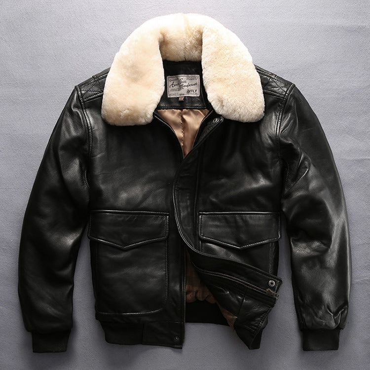 Blouson aviateur cuir de mouton homme – photo 6 – Frippin'Dealz