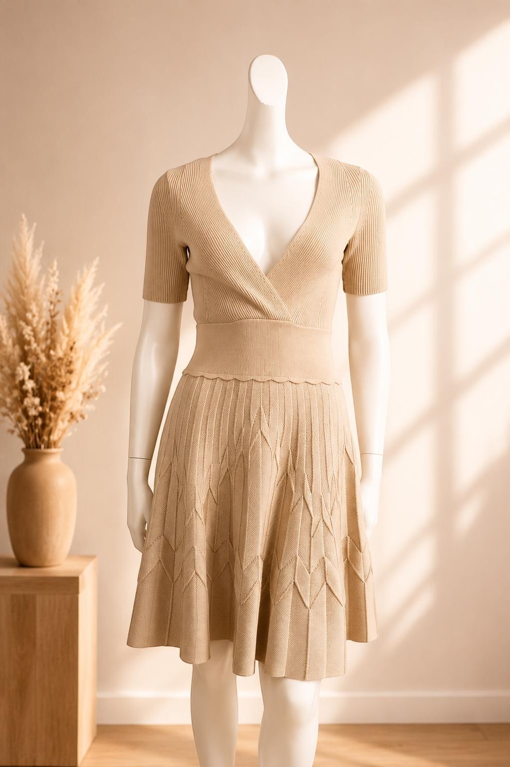 Robe Sandro maille beige taille S