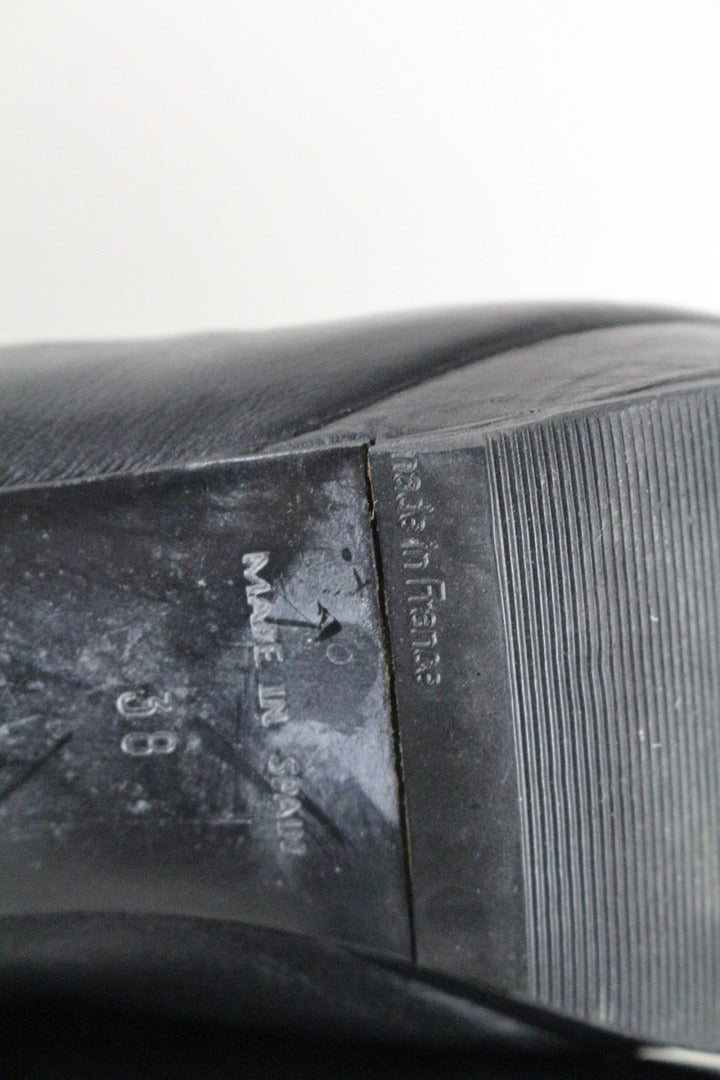 Bottes Hautes Cuir Noir Flavio Menorca 37 Vintage 90s 9