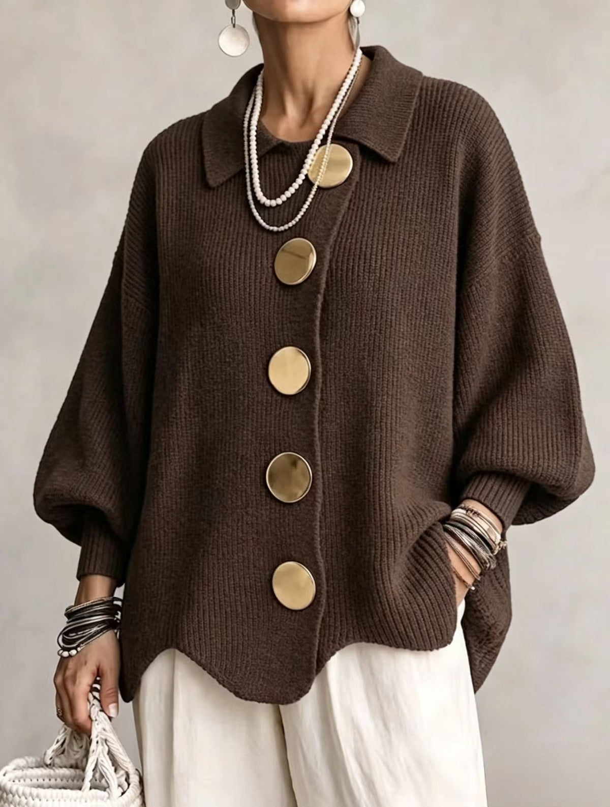 Gilet en maille boutonné col à revers – photo 4 – Frippin'Dealz