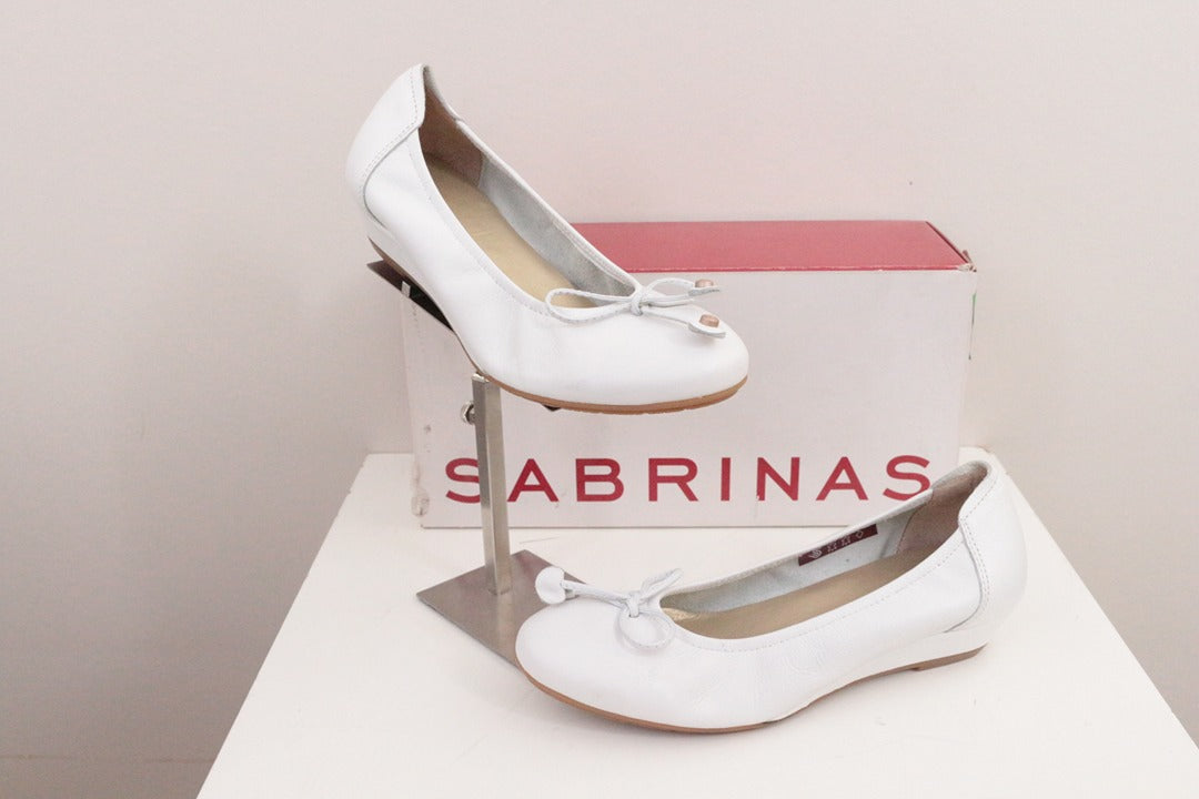 Sabrinas Ballerines Compensées Cuir Blanc 35 Très Bon État Confort 1