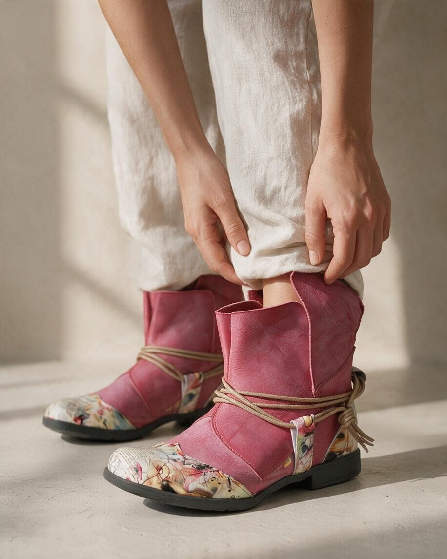 TMA Eyes Bottines rose fuchsia imprimé presse patchwork pointure 40