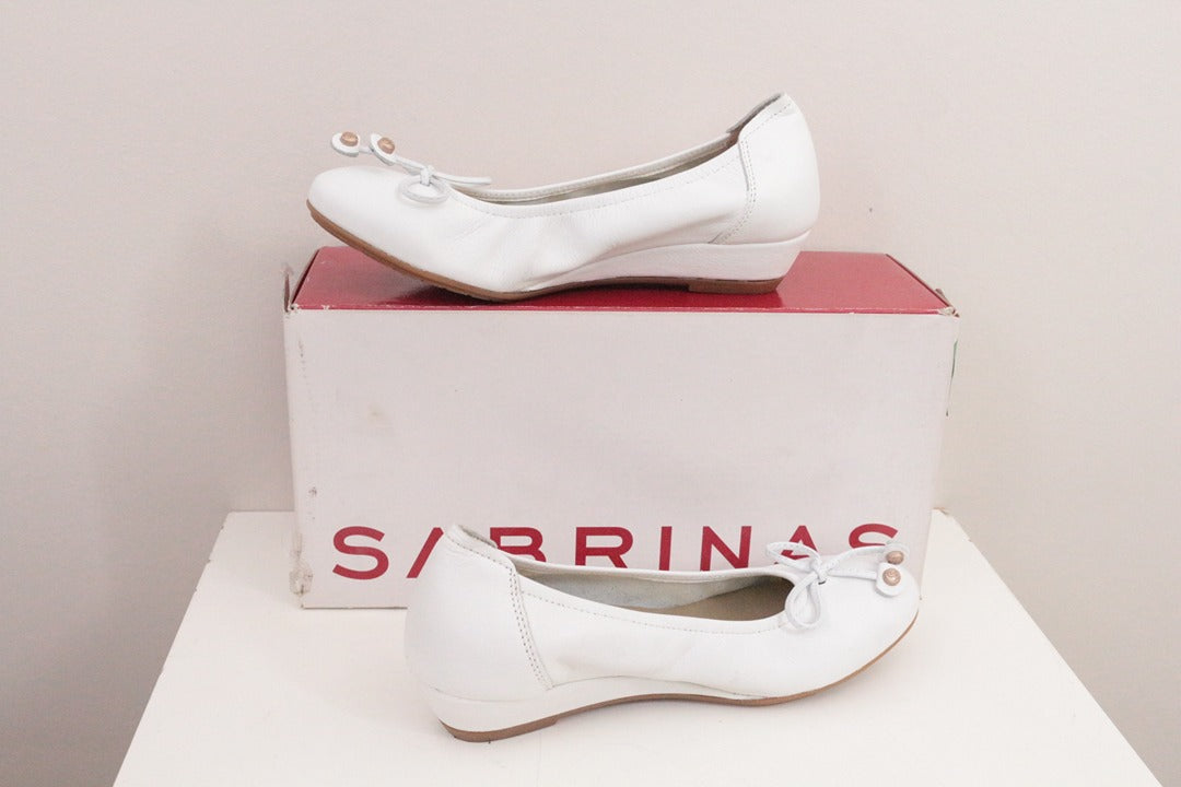 Sabrinas Ballerines Compensées Cuir Blanc 35 Très Bon État Confort 5