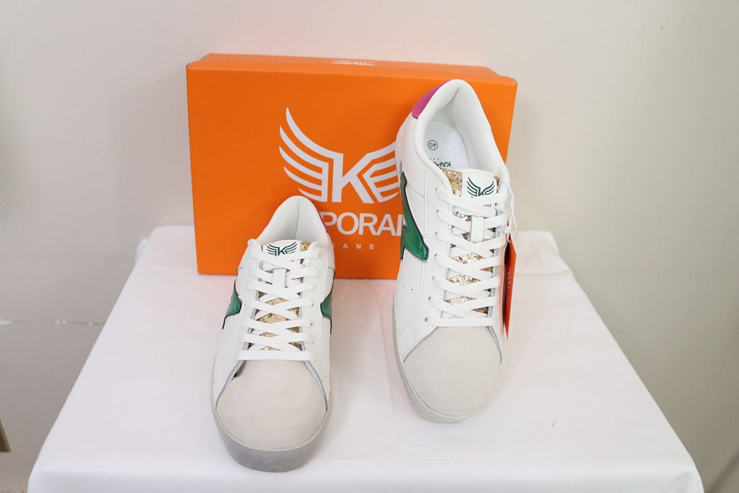 Baskets Kaporal blanches vert rose 40 neuves Y2k 5