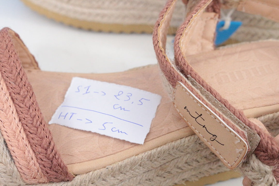 Sandales compensées mtng rose beige style espadrille 37 8