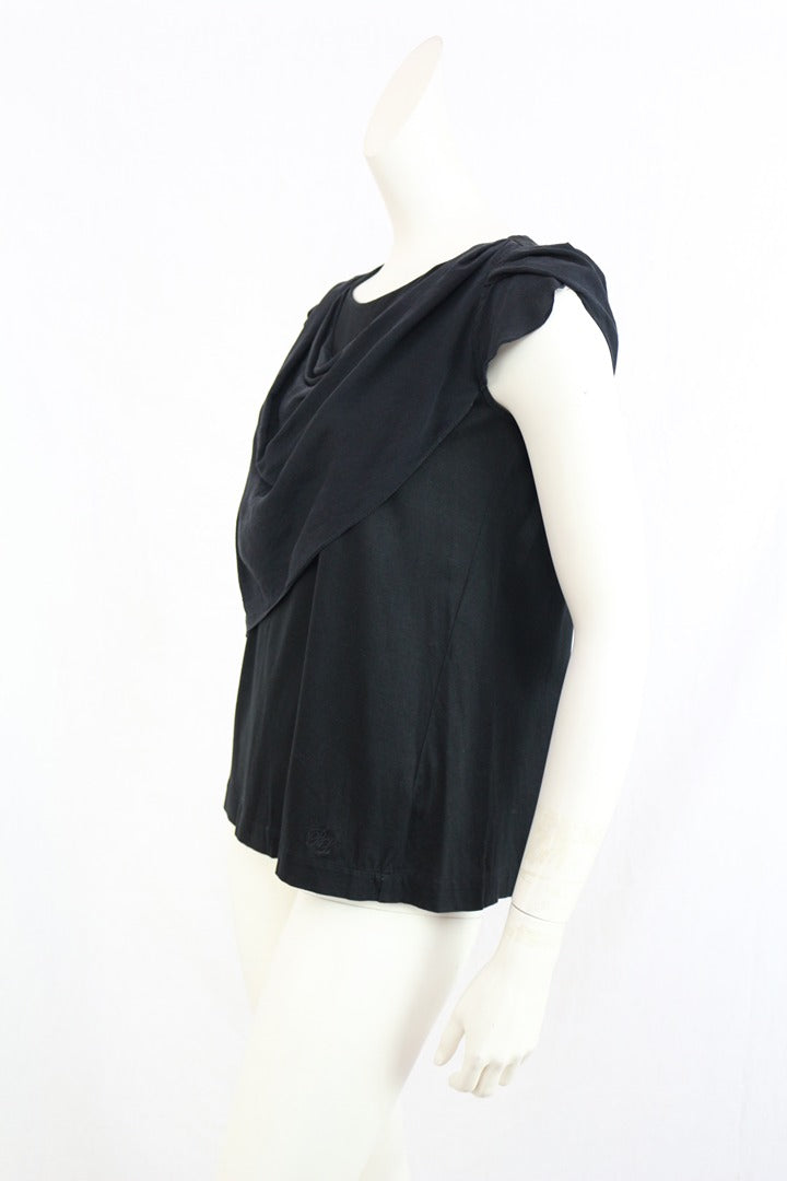 Top noir Bimba & Lola M soie coton fluide drapé chic 9