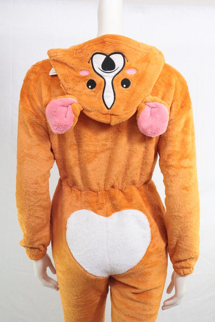 Combinaison pyjama corgi orange velours peluche Xs Y2k 9