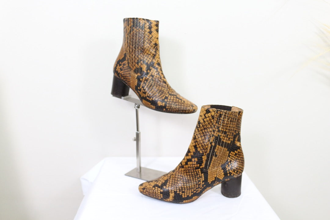Bottines Sandro cuir de python véritable Marron Taille 37 5