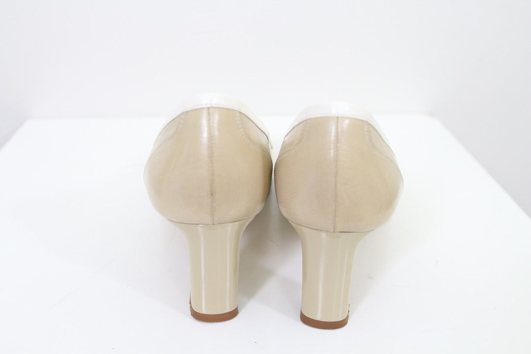 Escarpins Manfield cuir beige et blanc 37.5 8