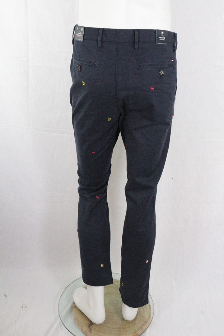 Chino Tommy Hilfiger bleu marine brodé Denton Fit 34 30 - Neuf avec étiquette 7