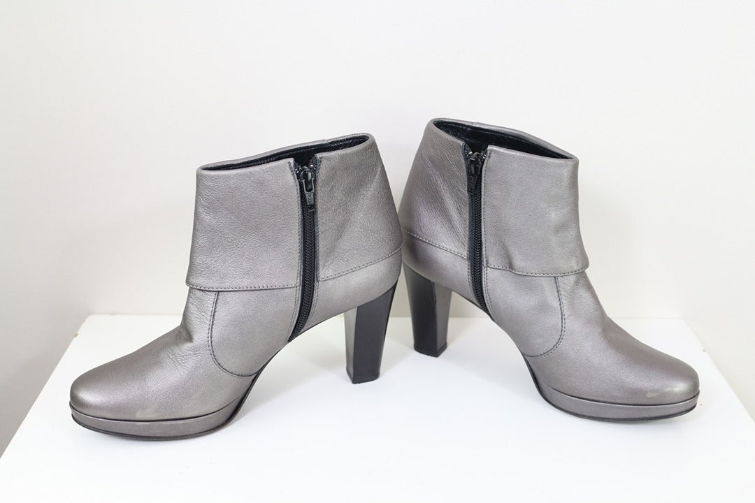 Bottines Elata Cuir Gris T37 Vintage 90s 6