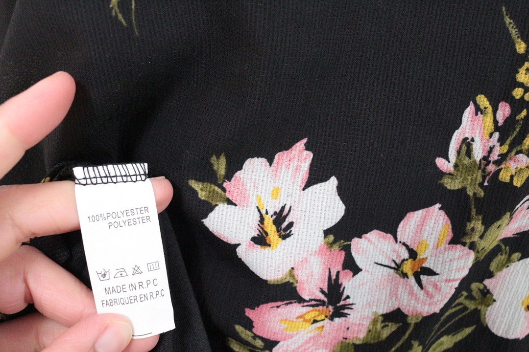 Robe courte Bisou's Project noire à fleurs col bateau S/m 11