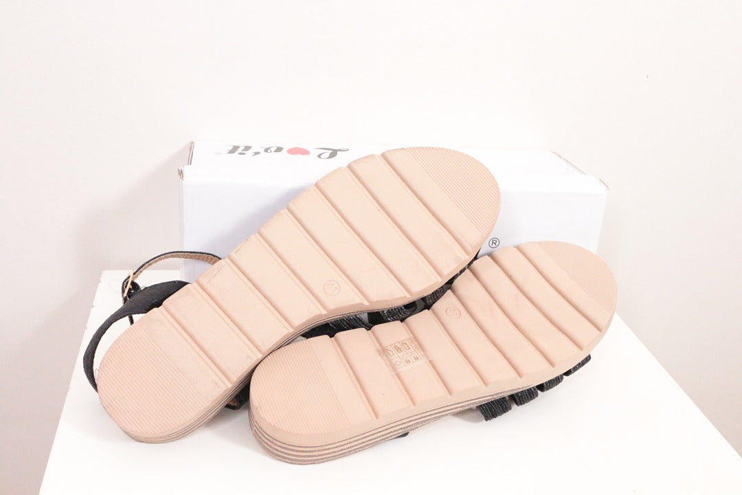 Sandales plates Lov'it noir bride cheville taille 41 5
