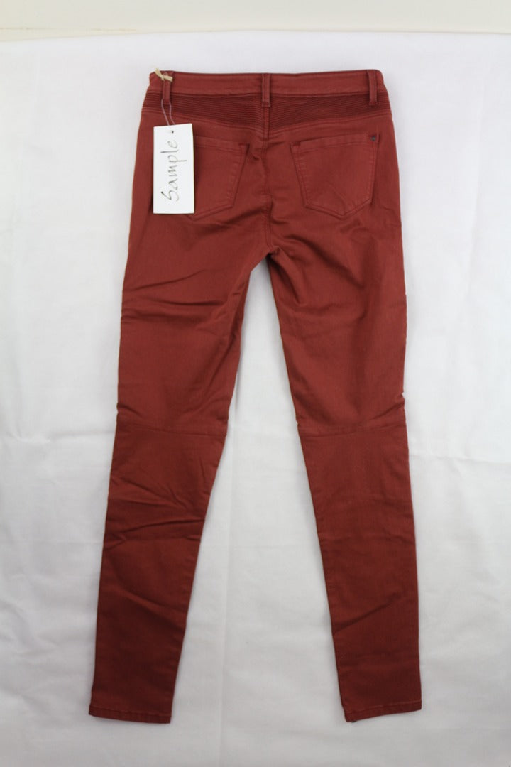 Pantalon slim bordeaux effet motard coton élasthanne 36 Archive Fashion 4