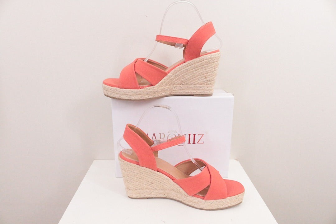 Sandales compensées espadrilles Marquiiz toile rouge 41 6
