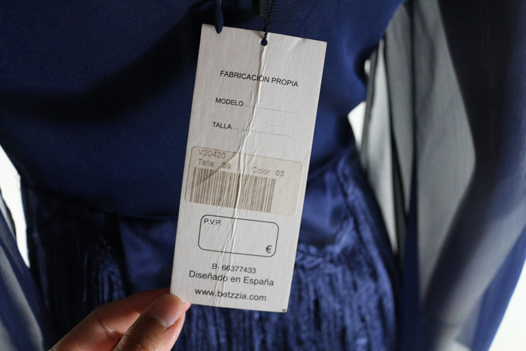 Robe cocktail Betzzia franges bleu marine Fr 38 M neuf avec étiquette 13