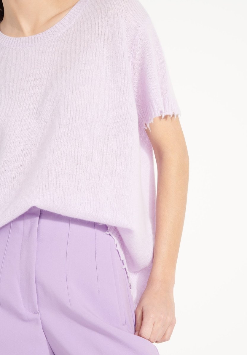 T-shirt col rond Studio Cashmere8 en cachemire déjaugé lilas – photo 4 – Frippin'Dealz