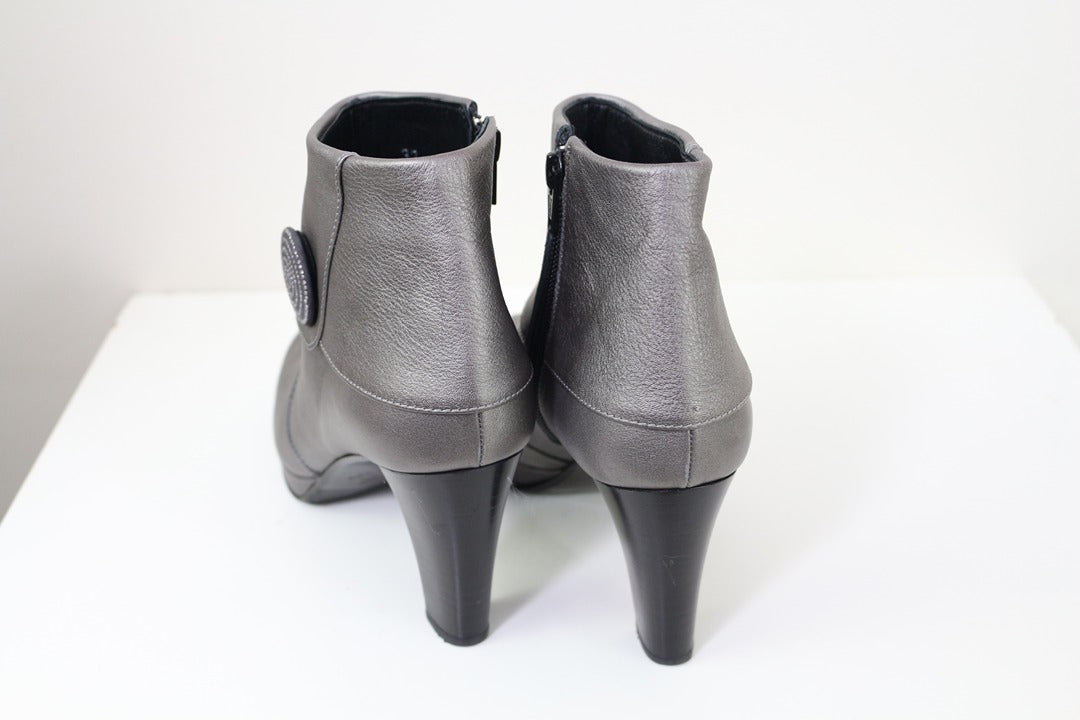 Bottines Elata Cuir Gris T37 Vintage 90s 7