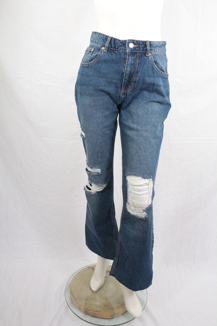 Jean flare troué bleu denim taille 38 - Neuf avec étiquette 1