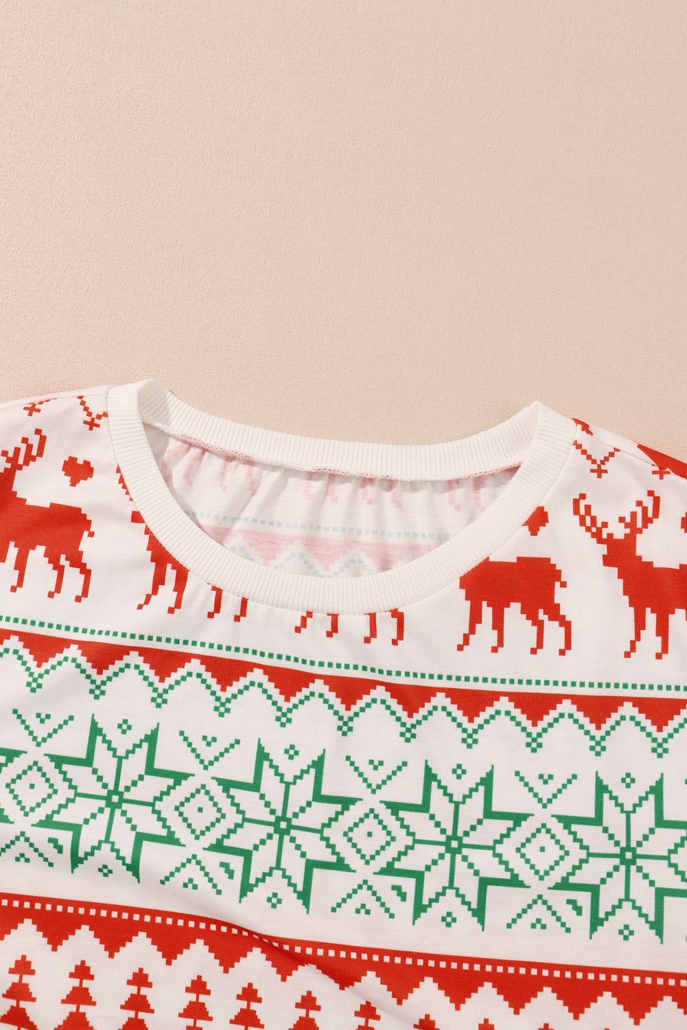 Ensemble de détente pull et pantalon, imprimé de Noël, blanc, polyester et élasthanne, pour femme 15