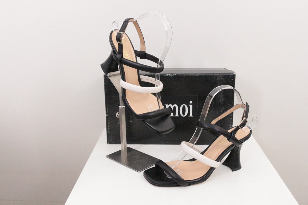 Sandales à talons Toi&moi en cuir noir et blanc taille 37 1