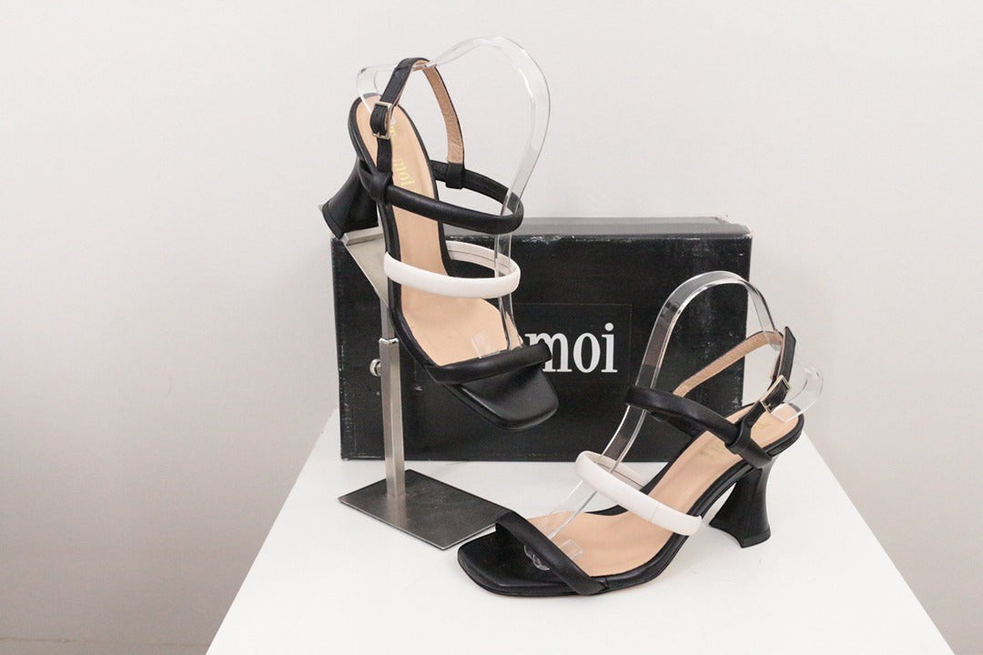 Sandales à talons Toi&moi en cuir noir et blanc taille 37 | Frippin'Dealz – photo 5
