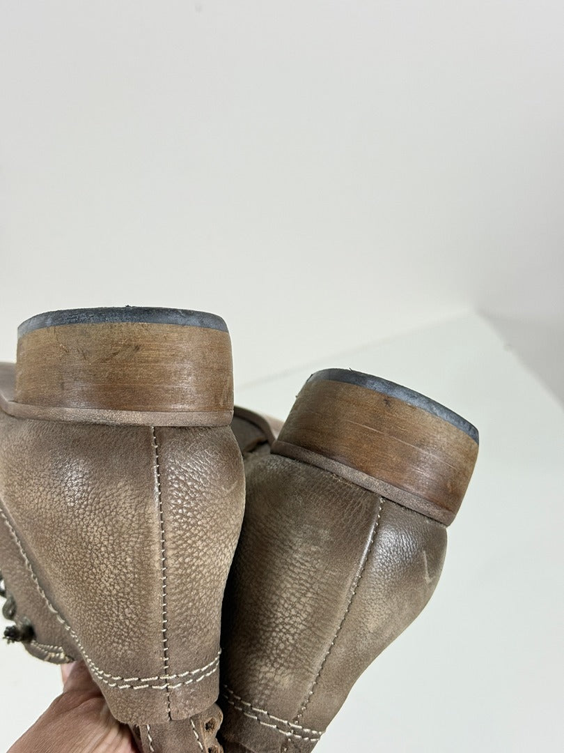Boots Eva Gatti cuir taupe ajouré boho chic 38 6