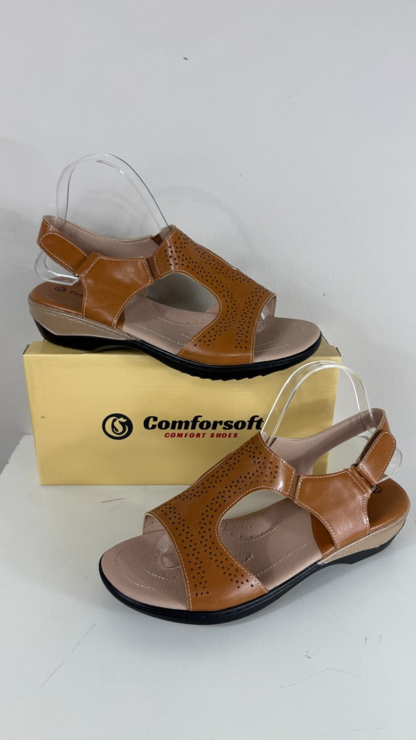 Sandales confort Comforsoft en simili cuir marron camel taille 40 1