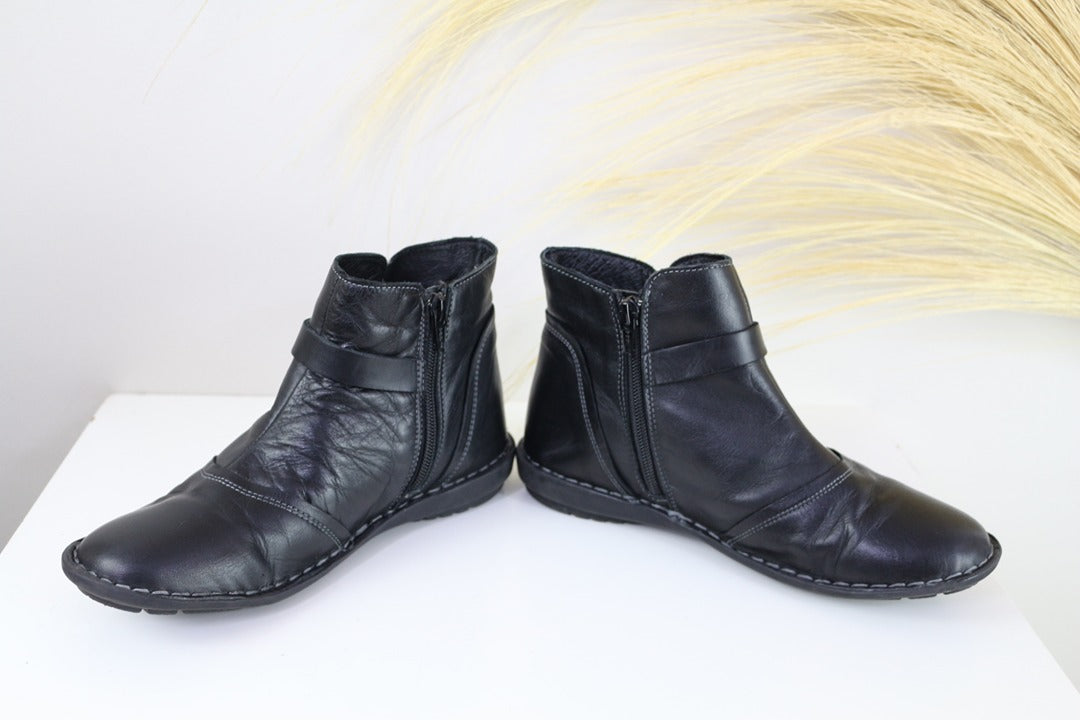 Boots femme noir cuir boucles taille 38 style casual chic 7
