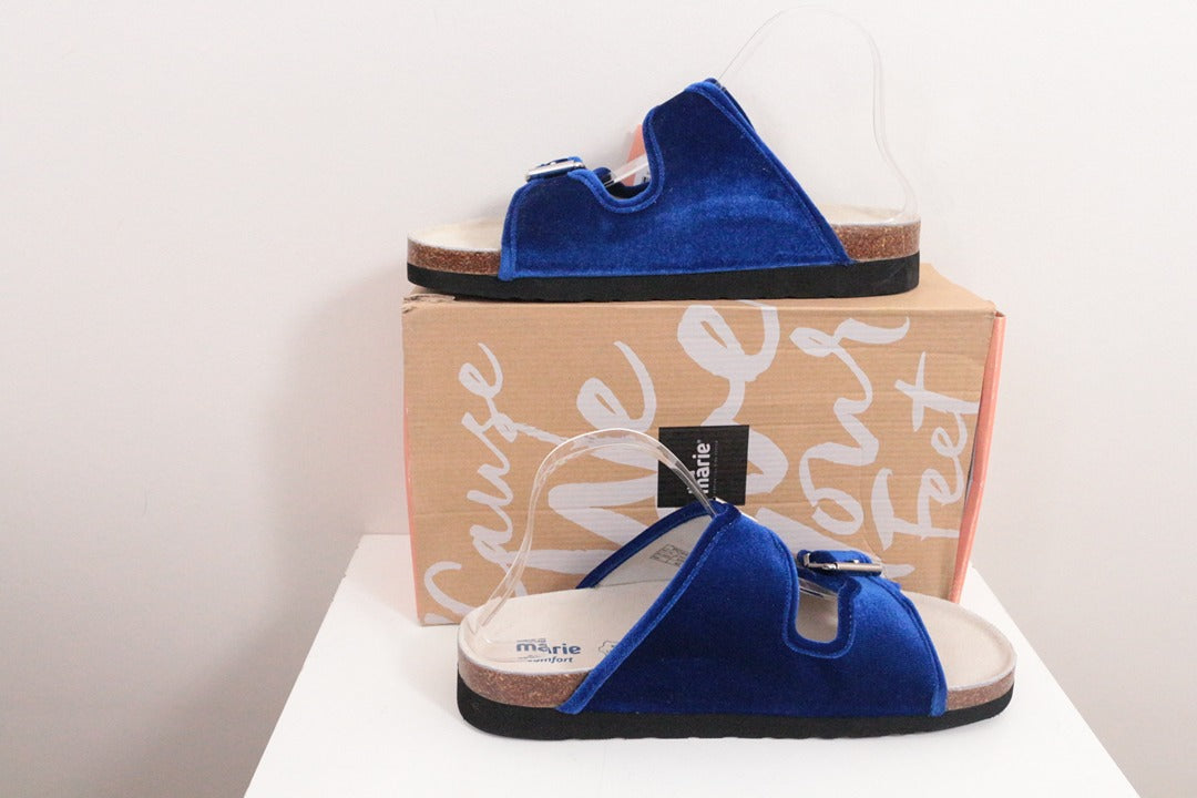 Sandales Sköna Marie velours bleu roi 42 neuves 5