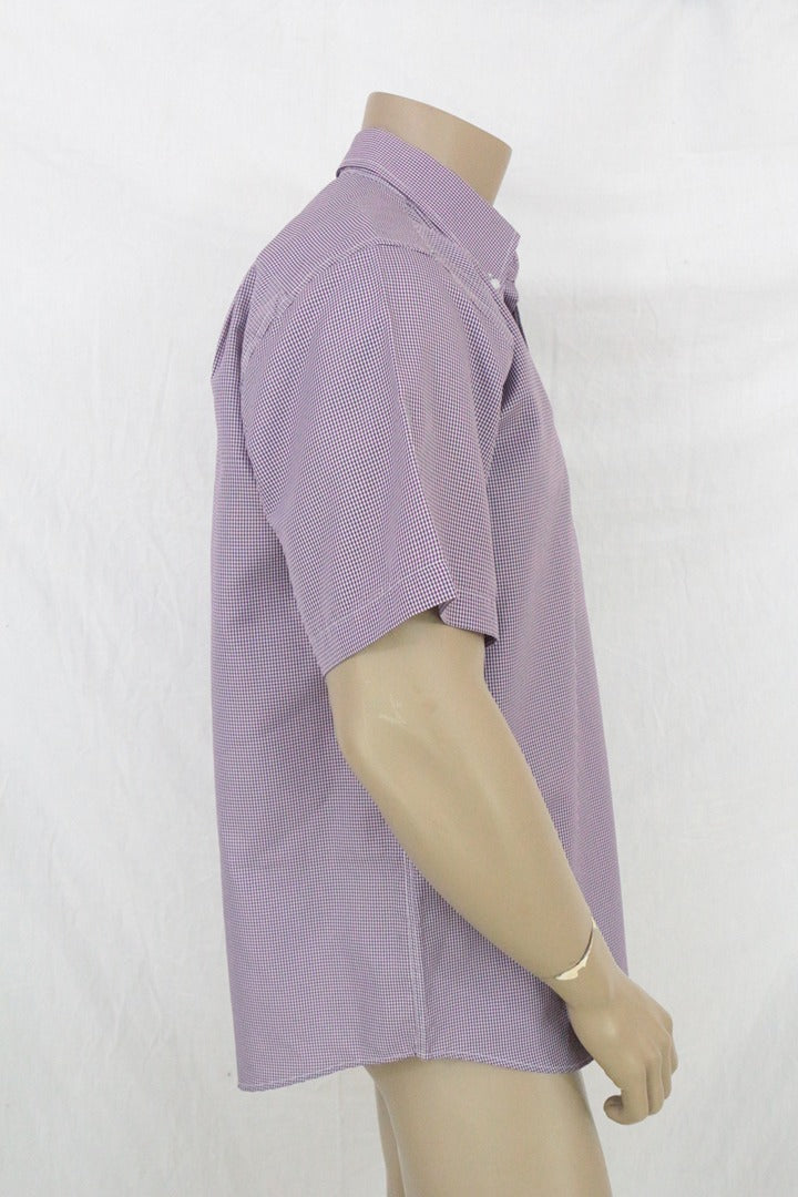 Chemise manches courtes Qijin coton violet carreaux Xl 5