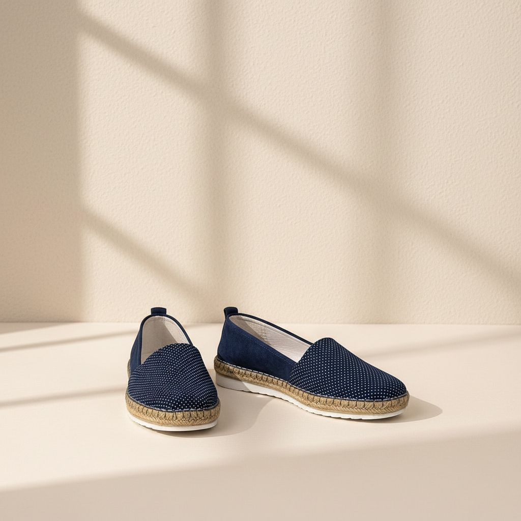 Walk In The City Espadrilles Femme Bleu Marine en Cuir Velours T40