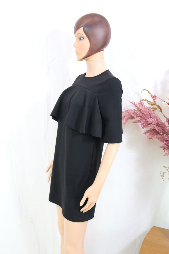 Robe courte Mango noire à volants taille S élégante chic 6