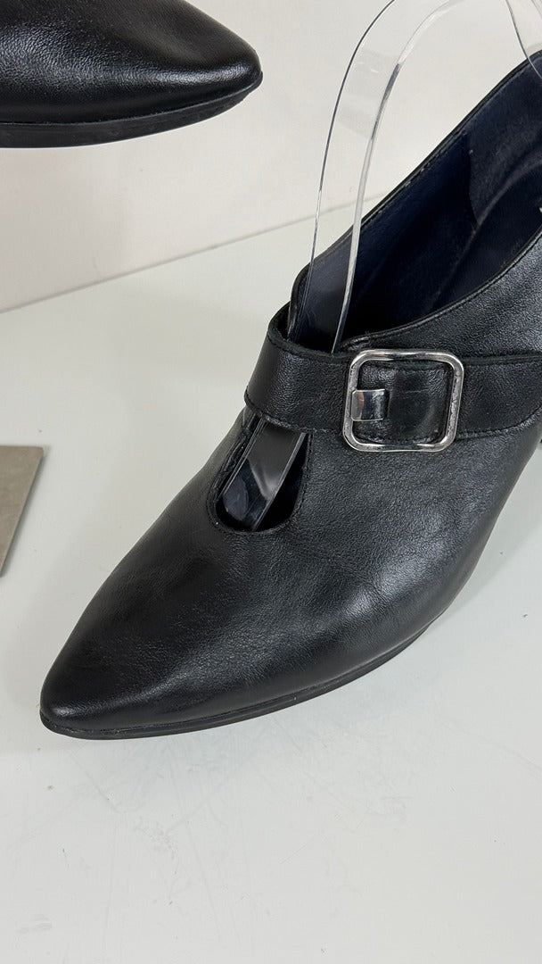 Bottines Clackers Cuir Noir Talons 40 Vintage 90s 2