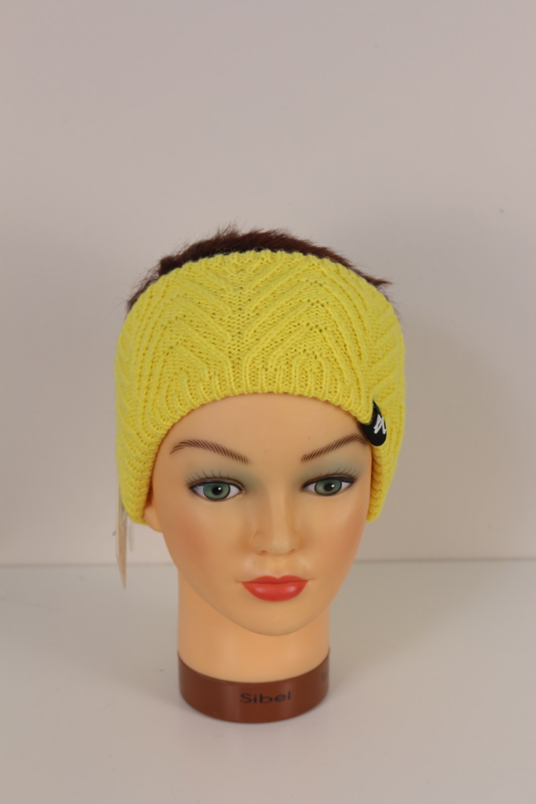 Bandeau Twentyfour jaune vif en tricot à motif chevrons, vue de face – Frippin'Dealz