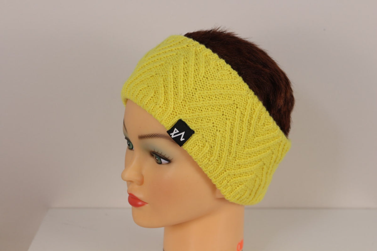 Bandeau Twentyfour jaune avec étiquette siglée noire sur le côté, vue de trois quarts – Frippin'Dealz