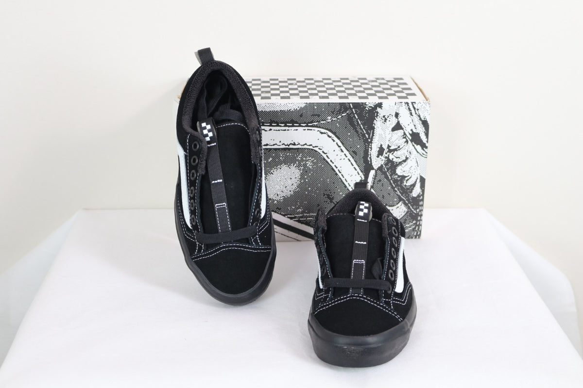Baskets Vans Skate Old Skool 36+ noires vues de dessus avec languette pull-tab damier – Frippin'Dealz