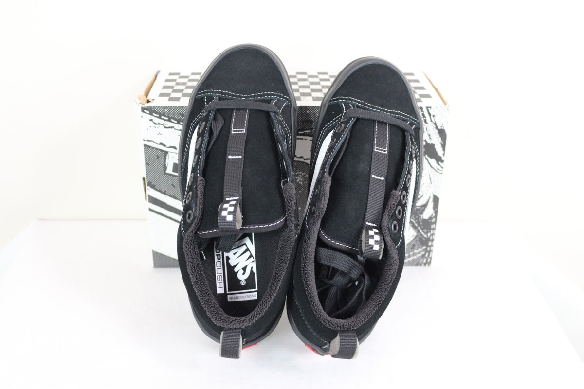Intérieur des baskets Vans Skateboarding noires avec semelle intérieure et col rembourré – Frippin'Dealz