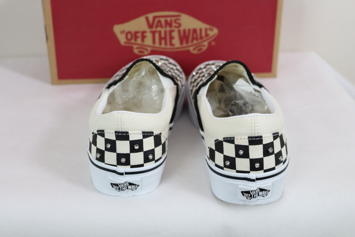 Talons damier à strass et étiquettes Vans Off The Wall des baskets slip-on – Frippin'Dealz